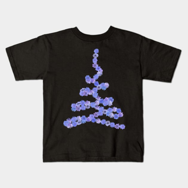 Blue and Purple Chicory Flowers Tree Kids T-Shirt by Flowers on t-shirts